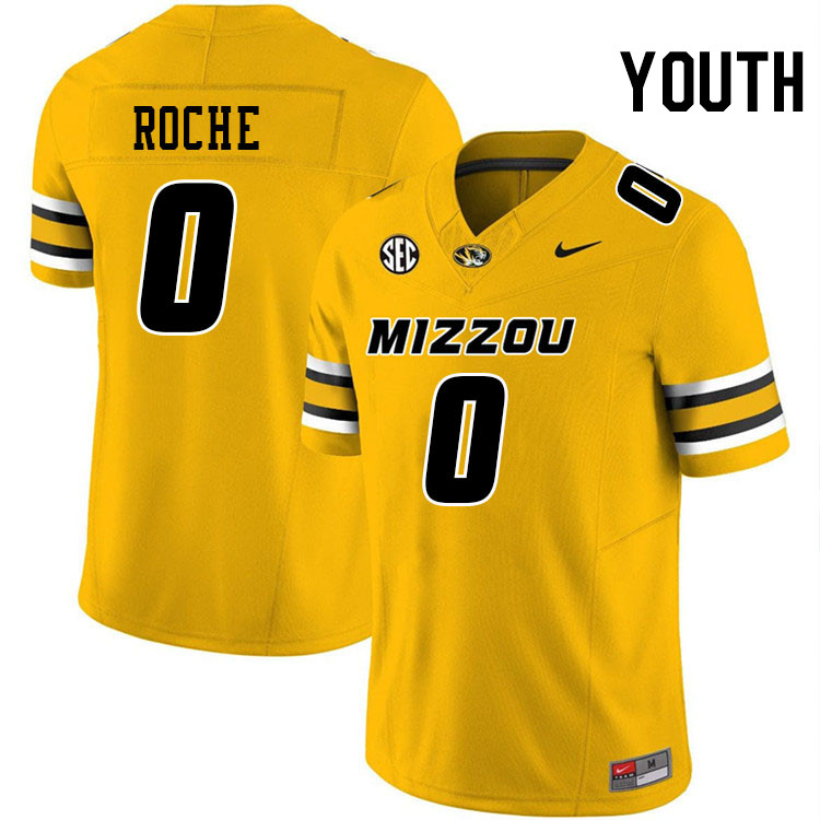 Youth #0 Phillip Roche Missouri Tigers College Football Jerseys Stitched-Gold